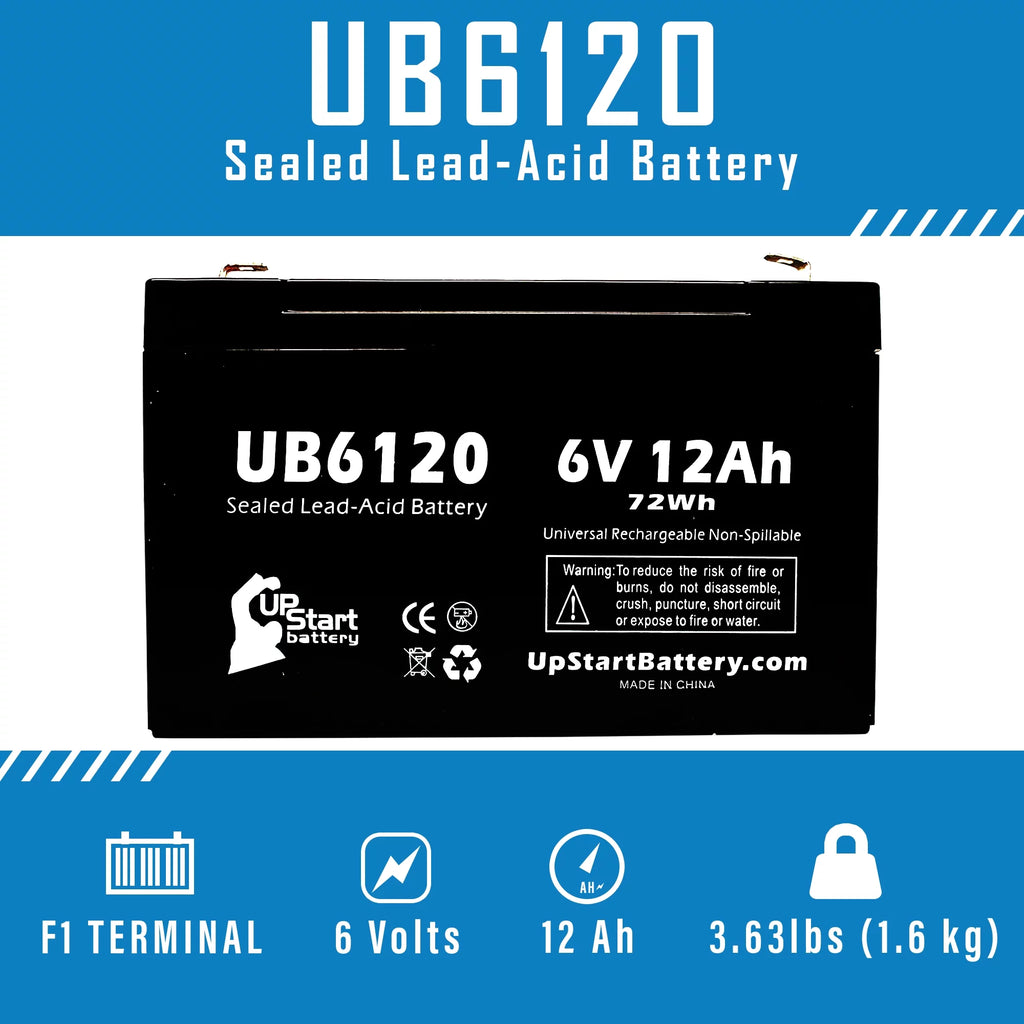 6V 12Ah Sealed Lead Acid Battery with F1 to F2 Terminal Adapters C296405