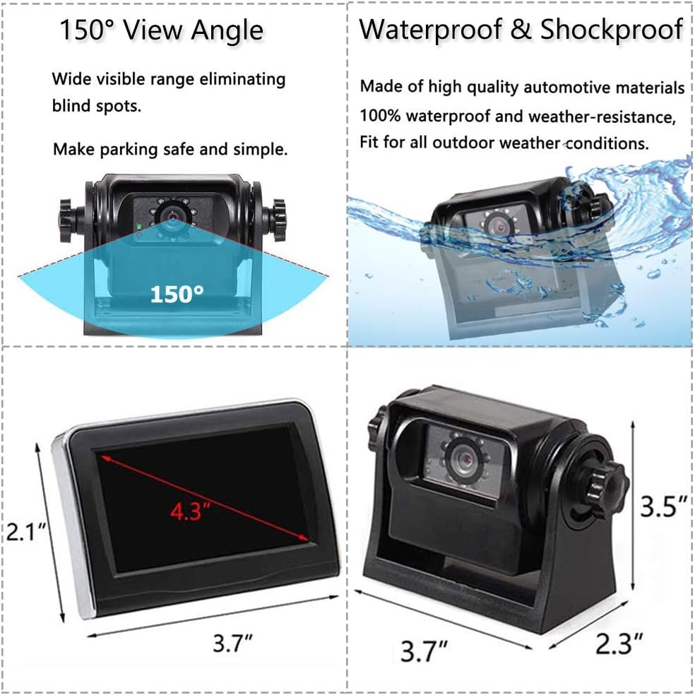 Wireless Magnetic Trailer Hitch Backup Camera with 4.3 inch LCD Monitor M730