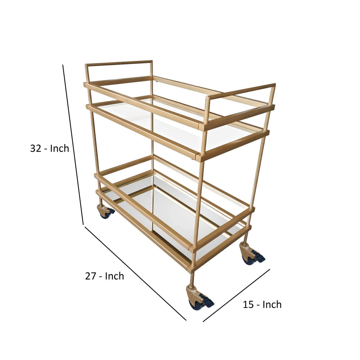 Gold Bar Cart with Two Glass Shelves M67800