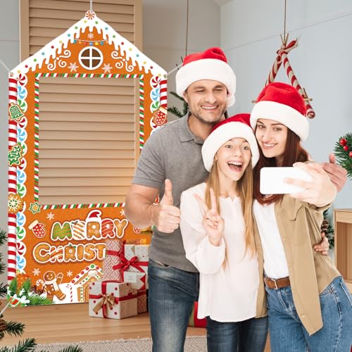 Christmas Photo Booth Backdrop Gingerbread House Banner K4373