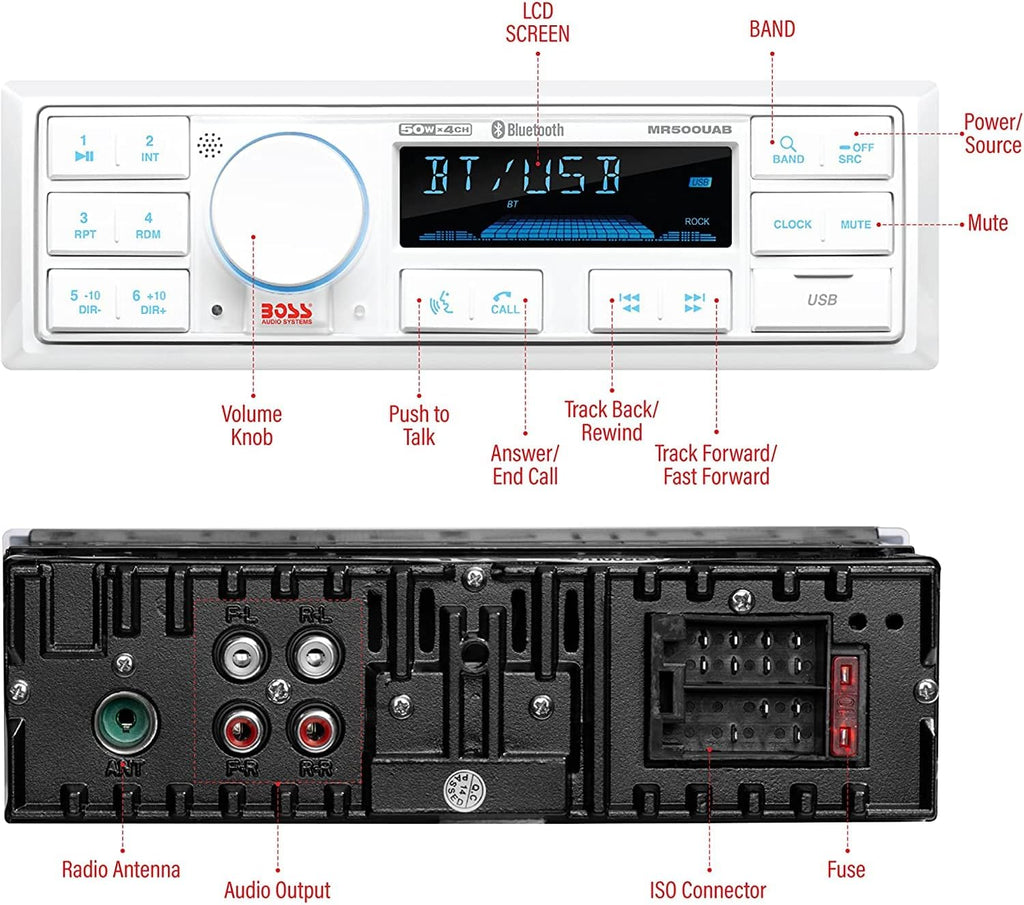 Marine Stereo & Four Speakers Boat Audio Bundle with Bluetooth R1948