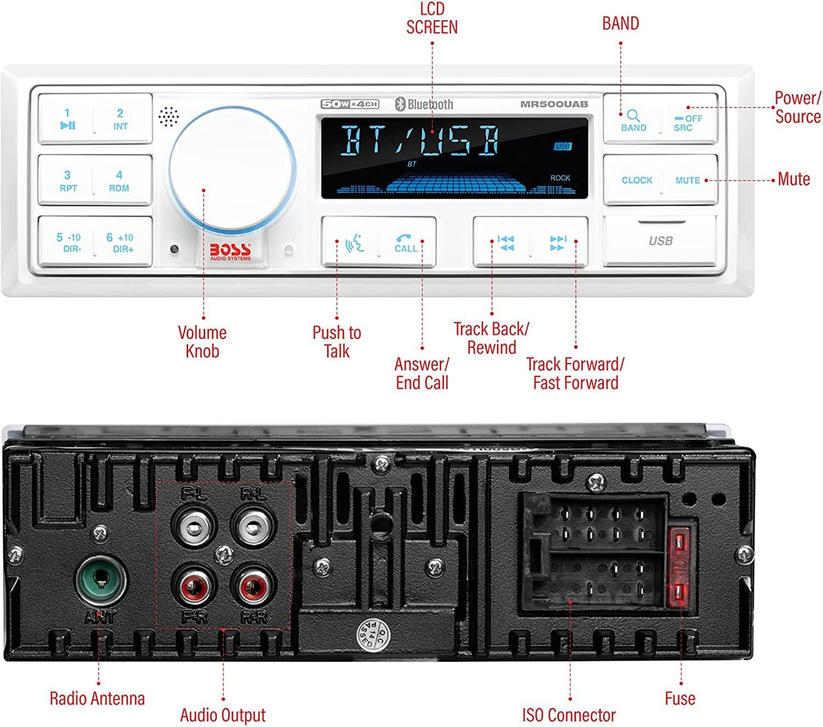 Marine Stereo & Four Speakers Boat Audio Bundle with Bluetooth R1948