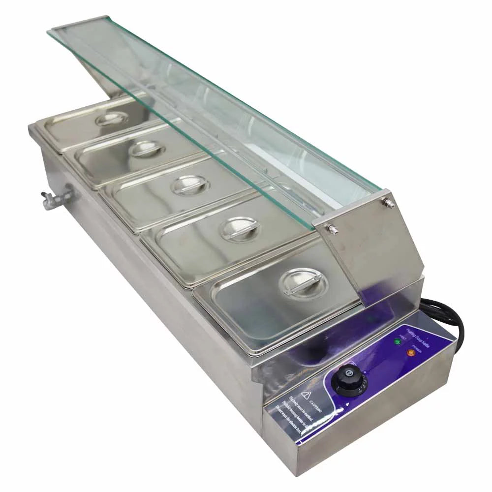 Electric Commercial Food Warmer Steam Table with Glass Guard 5-Pan V325145