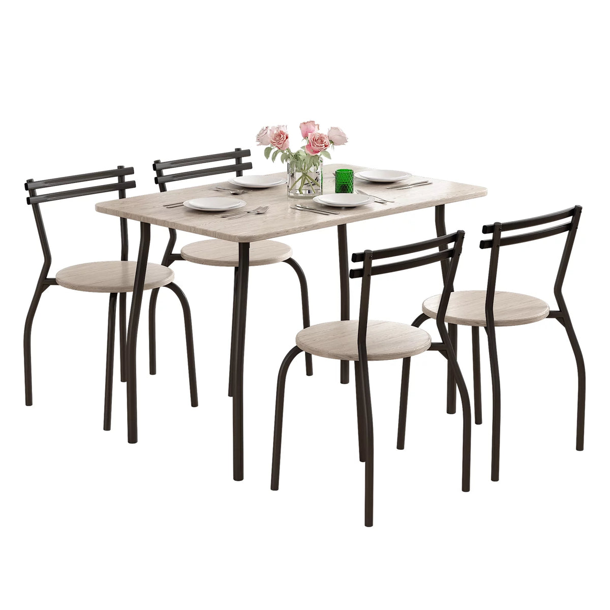 5-Piece Kitchen Table and Chairs for 4 Metal Frame V16334
