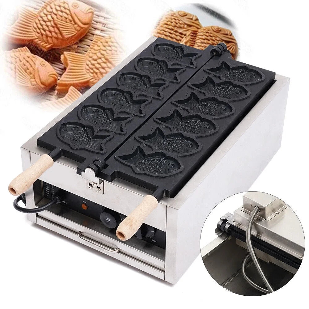 Nonstick Stainless Steel Fish Shape Waffle Iron Baker Machine H499107