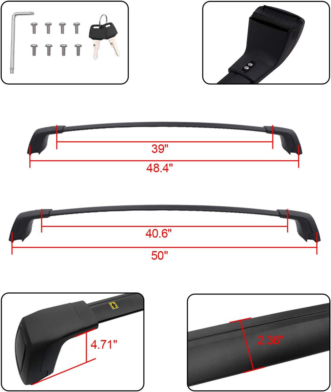 Lockable Roof Rack Cross Bars for Hyundai Palisade 2019-2022 H8821