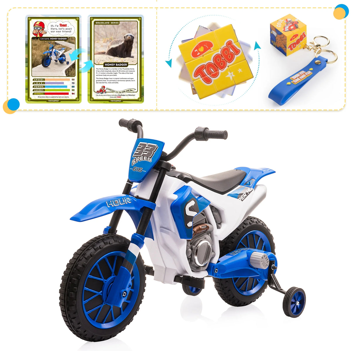 12V Kids Off-Road Ride on Dirt Bike with Training Wheels, Green K640