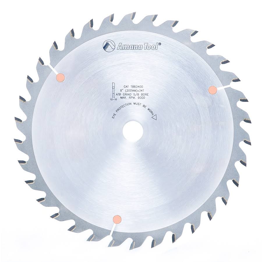 Carbide Tipped Thin Kerf 8 inch Dia x 34T ATB 5/8 Bore Saw Blade G3787