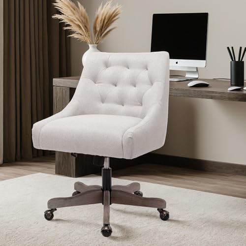 Beige Fabric Upholstered Swivel Office Chair U408902
