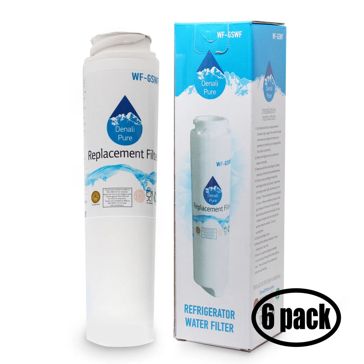 6-Pack Replacement Water Filter for Refrigerator L764