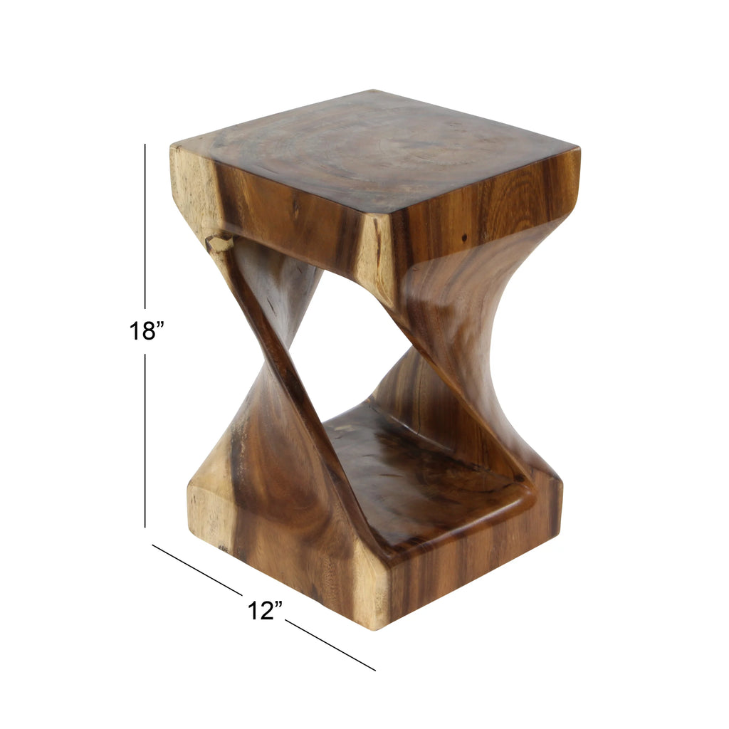 12" x 18" Brown Suar Wood Handmade Accent Table G301629