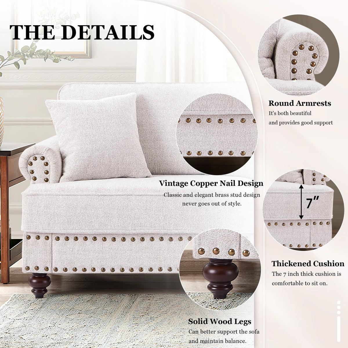 White Chenille 2 Seater Loveseat Sofa Z890