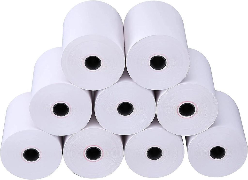 Kitchen Printer Paper 50 Rolls 3" x 165' 1 Ply Bond Non-Thermal Receipt Paper T492064