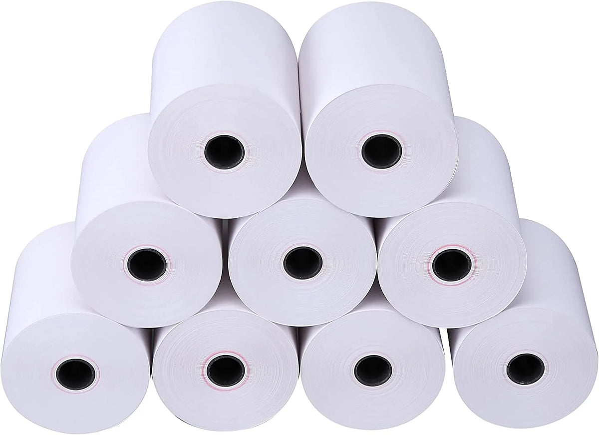 Kitchen Printer Paper 50 Rolls 3" x 165' 1 Ply Bond Non-Thermal Receipt Paper T492064