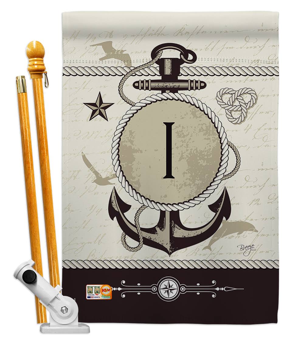 Nautical I Initial Decorative Vertical Double Sided S388