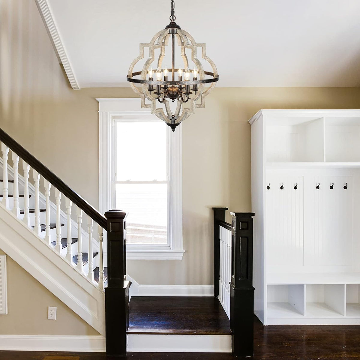 6 Light Farmhouse Chandelier with Globe Light Fixture L585766