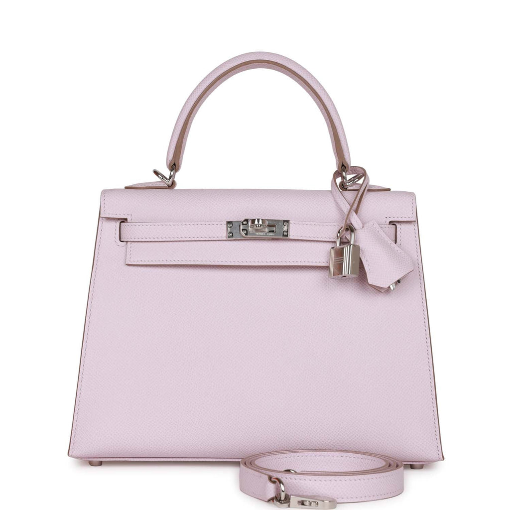 Mauve Pale Epsom Leather Handbag with Palladium Hardware Y552