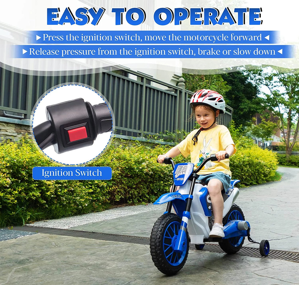 12V Kids Off-Road Ride on Dirt Bike with Training Wheels, Green K640