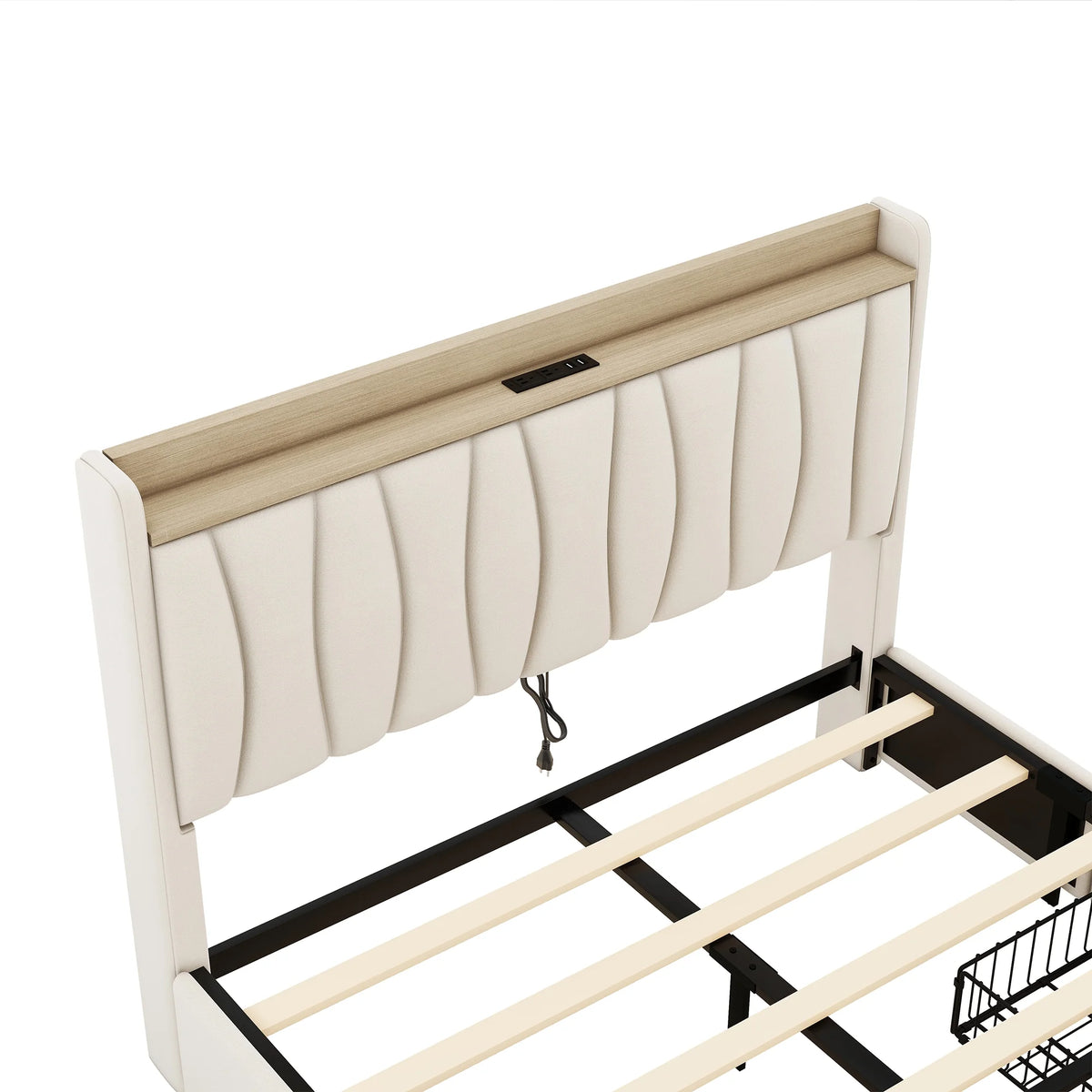 Queen Size Upholstered Platform Bed Frame with 3 Drawers G7359