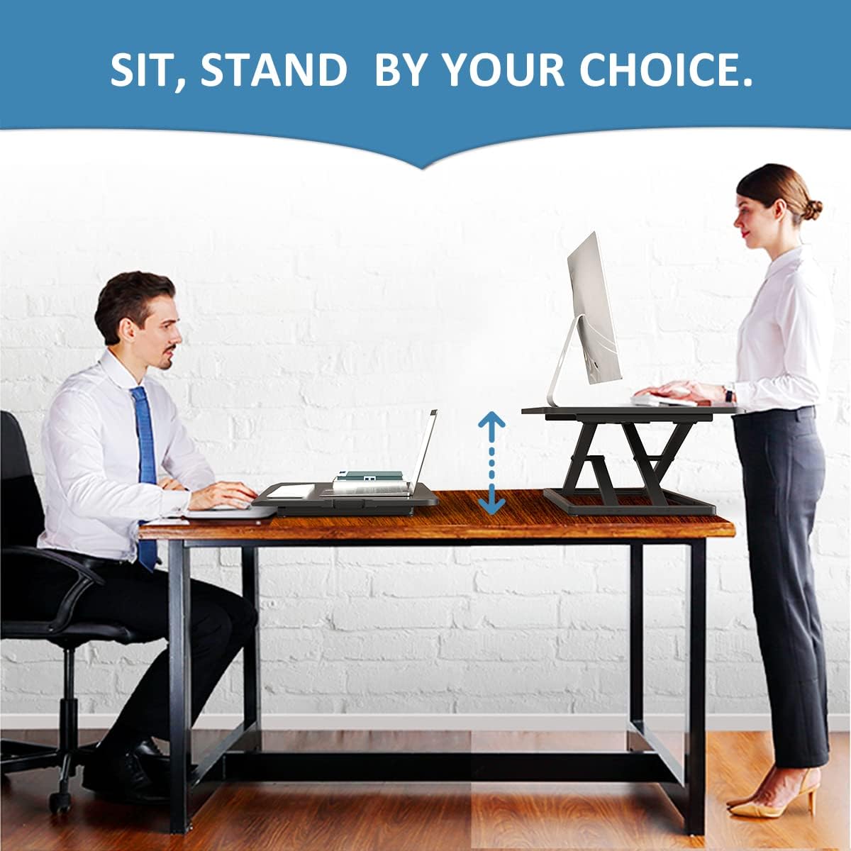 Compact Standing Desk Converter with Handle U6337