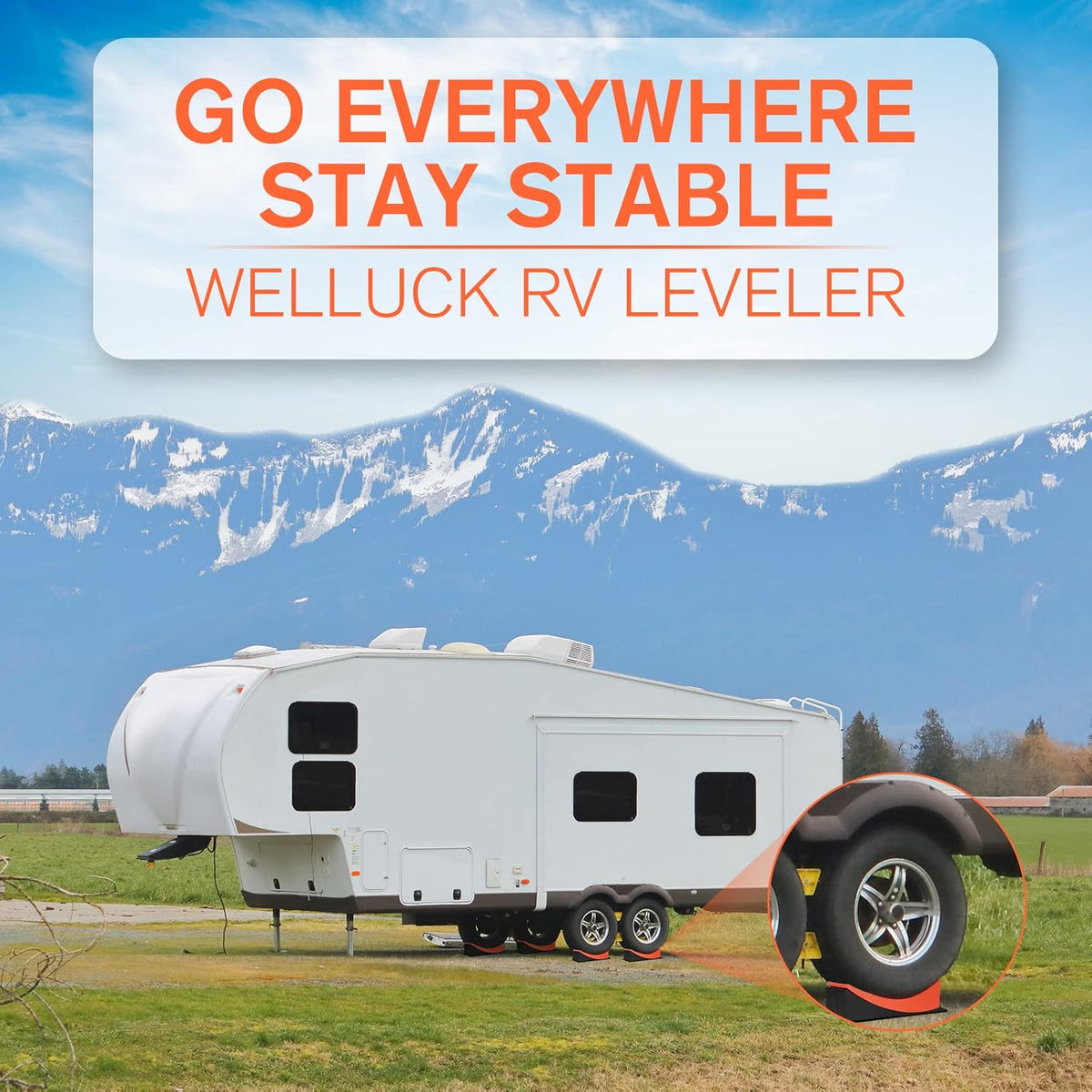 RV Camper Leveler Kit, 2 Packs Heavy Duty Curved RV Leveling Blocks Ramp Wheel Chock I5294
