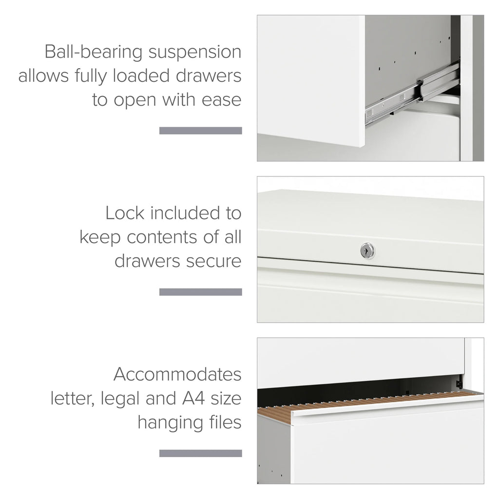 36 Inch Wide 4 Drawer Metal Lateral File Cabinet White D45163