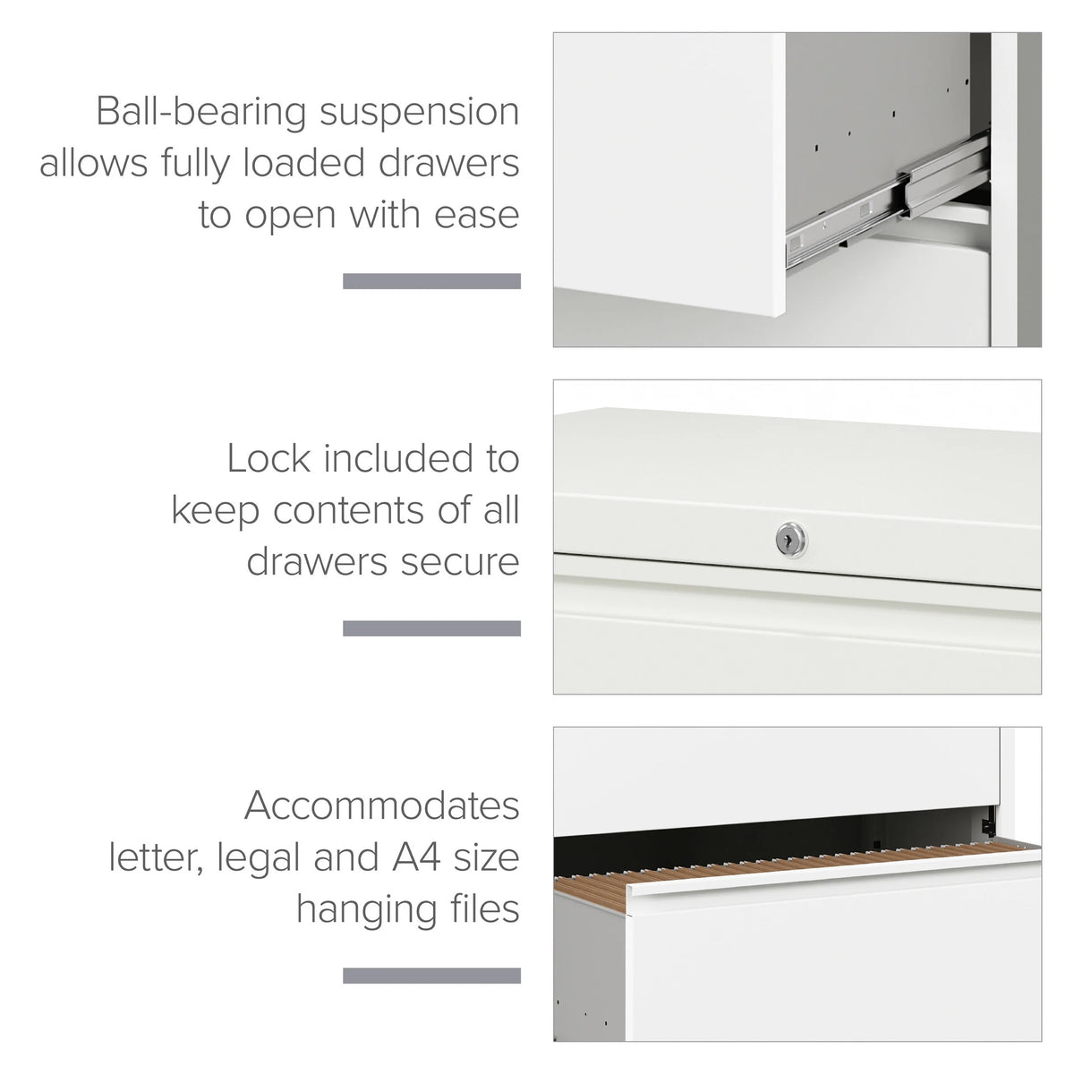 36 Inch Wide 4 Drawer Metal Lateral File Cabinet White D45163