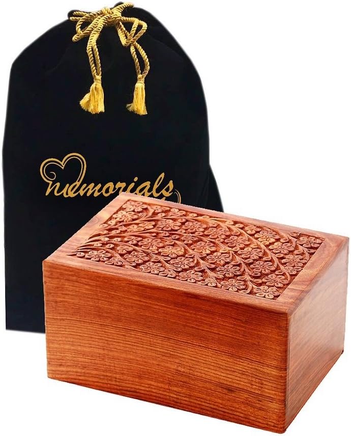 Solid Rosewood Cremation Urn with Hand-Carved Cross Design, Pack of 2 K959529