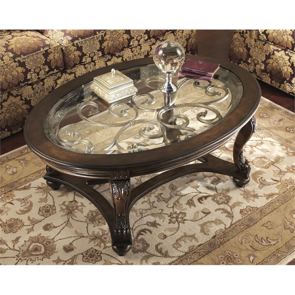 Dark Brown Oval Coffee Table Q973