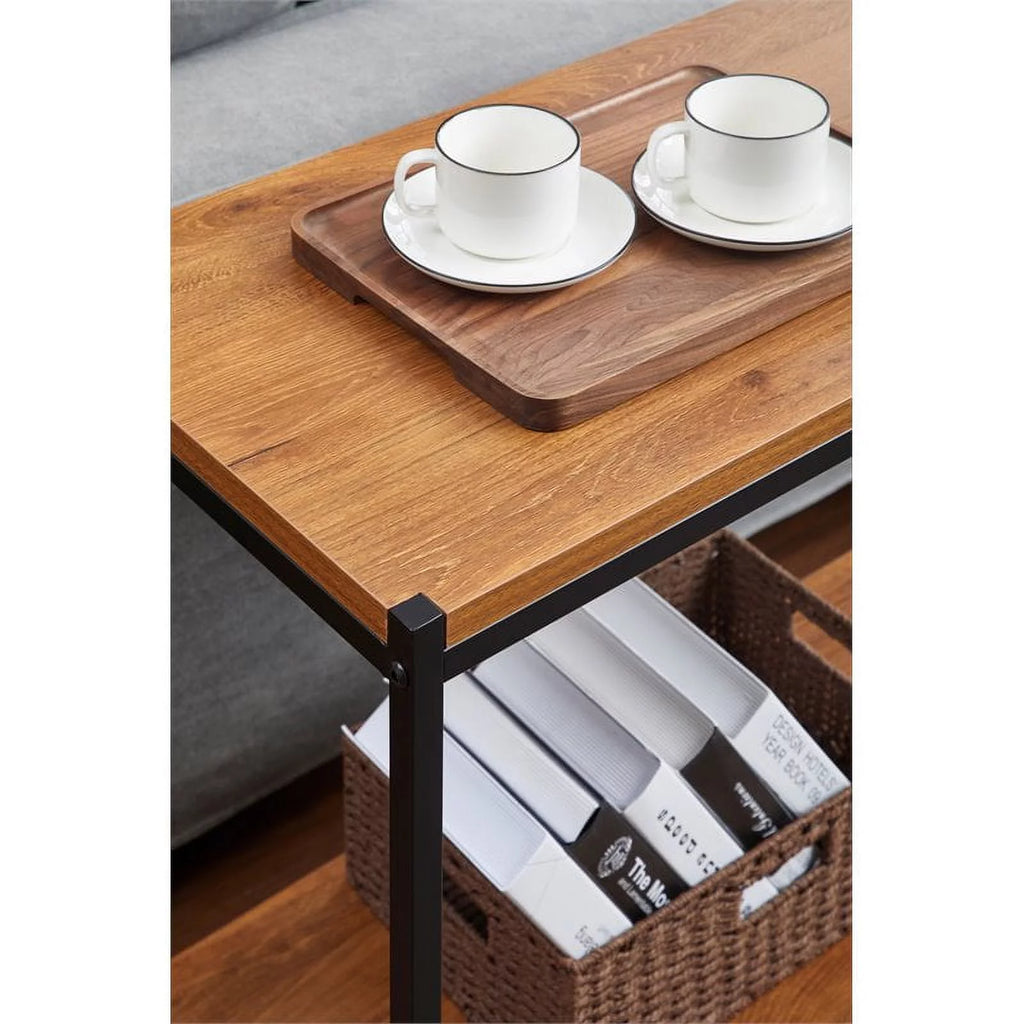 Oak Wood Console Table with Storage Shelf I666