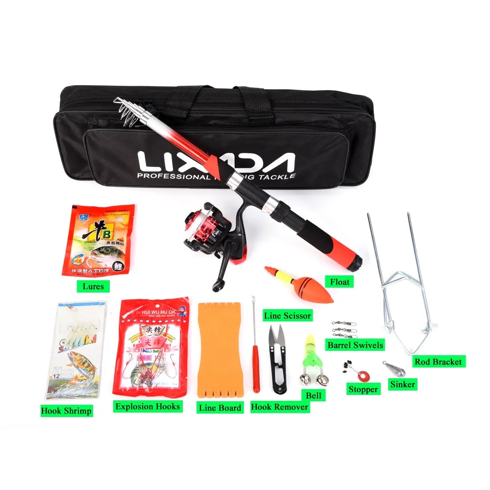 2.1m Telescopic Fishing Rods with 2PCS Reels Fishing Bag C361314