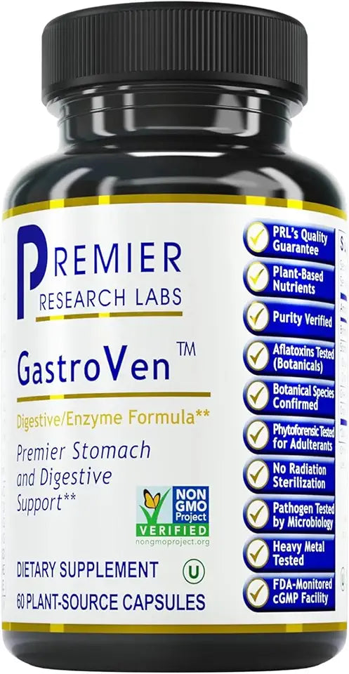 60 Plant-Source Capsules Digestive Supplements with Enzymes Ginger Bromelain & Green Tea Extract W49238