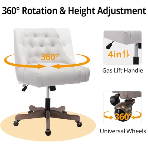 Beige Fabric Upholstered Swivel Office Chair U408902