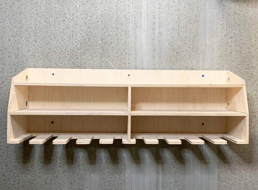 10-Slot Birch Plywood Drill Tool Holder Storage Rack Q80992