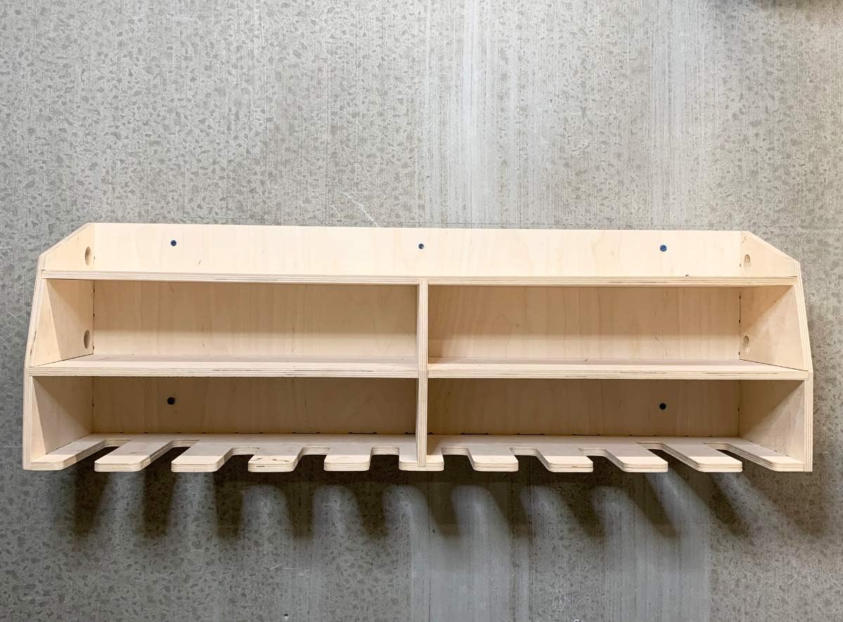 10-Slot Birch Plywood Drill Tool Holder Storage Rack Q80992