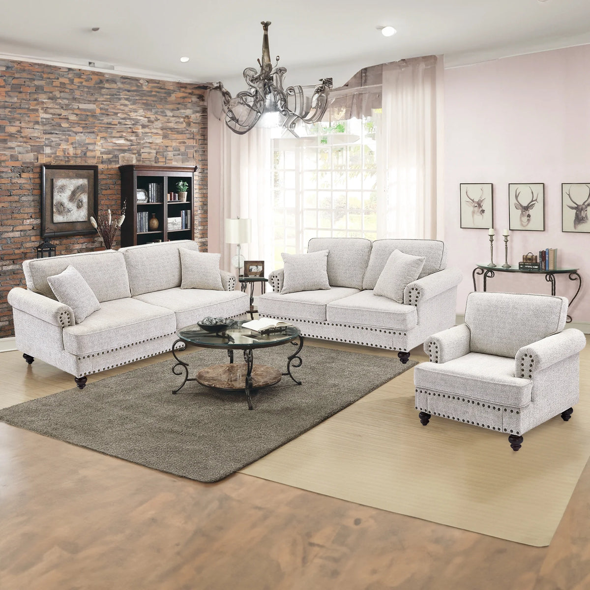 White Chenille 2 Seater Loveseat Sofa Z890