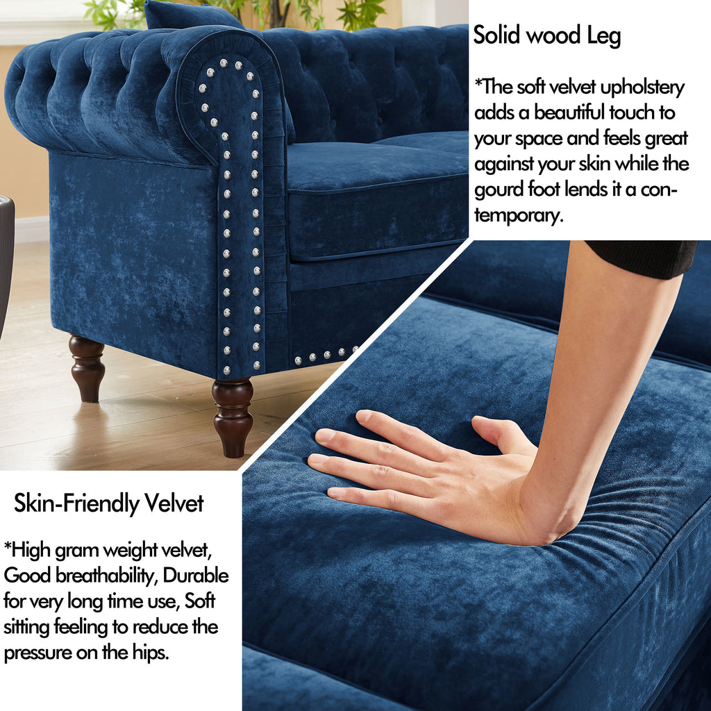 Blue Velvet L-shaped Sofa Q288732