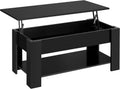 Black Wood Lift Top Coffee Table with Hidden Compartment and Storage Shelf M835654