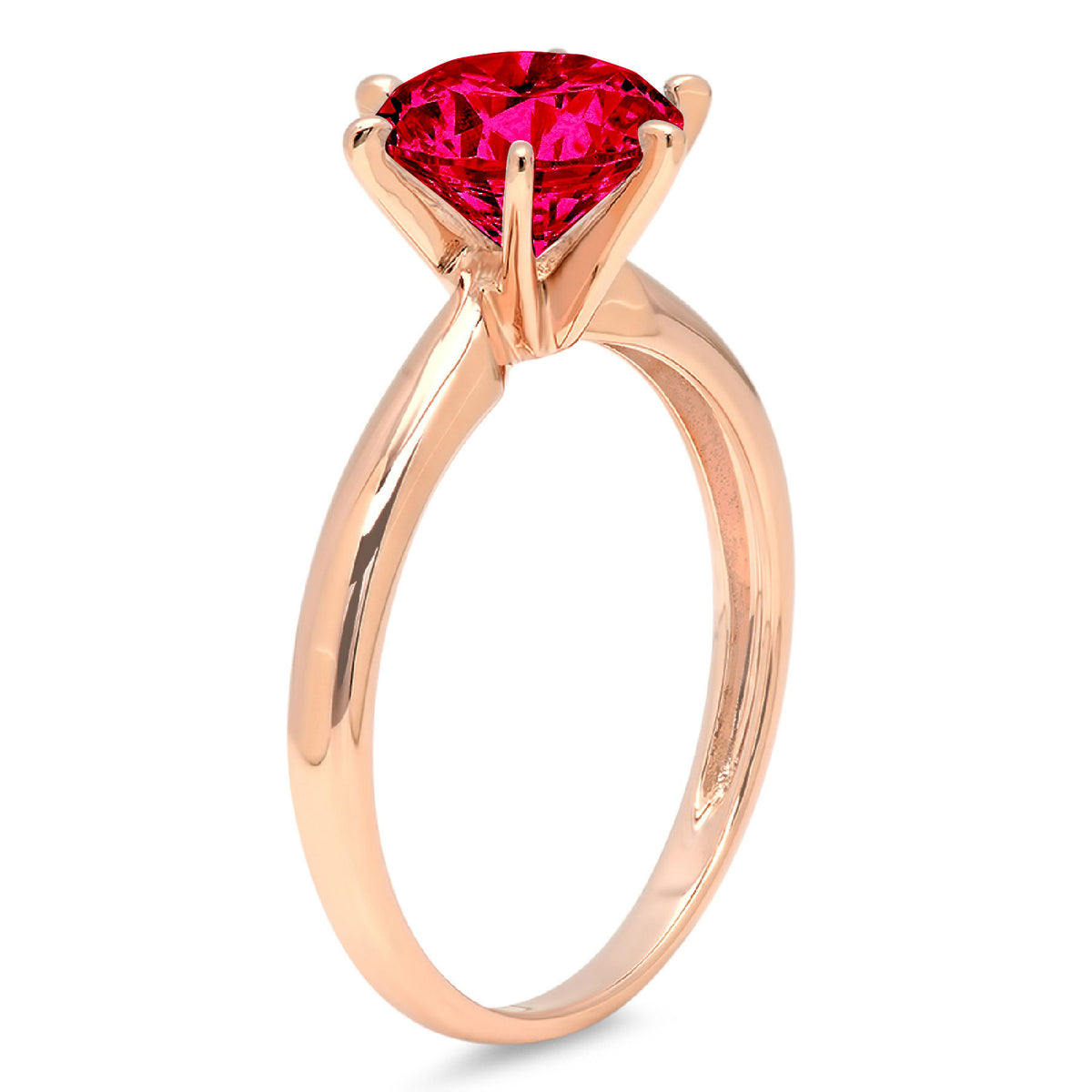 Pink Simulated Tourmaline Rose Gold Solitaire Ring Size 9 I207