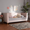 Light Pink Velvet Upholstered Gold Finished Twin Daybed Z17436