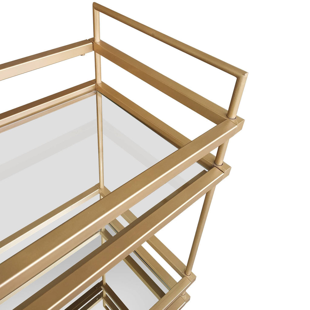 Gold Bar Cart with Two Glass Shelves M67800