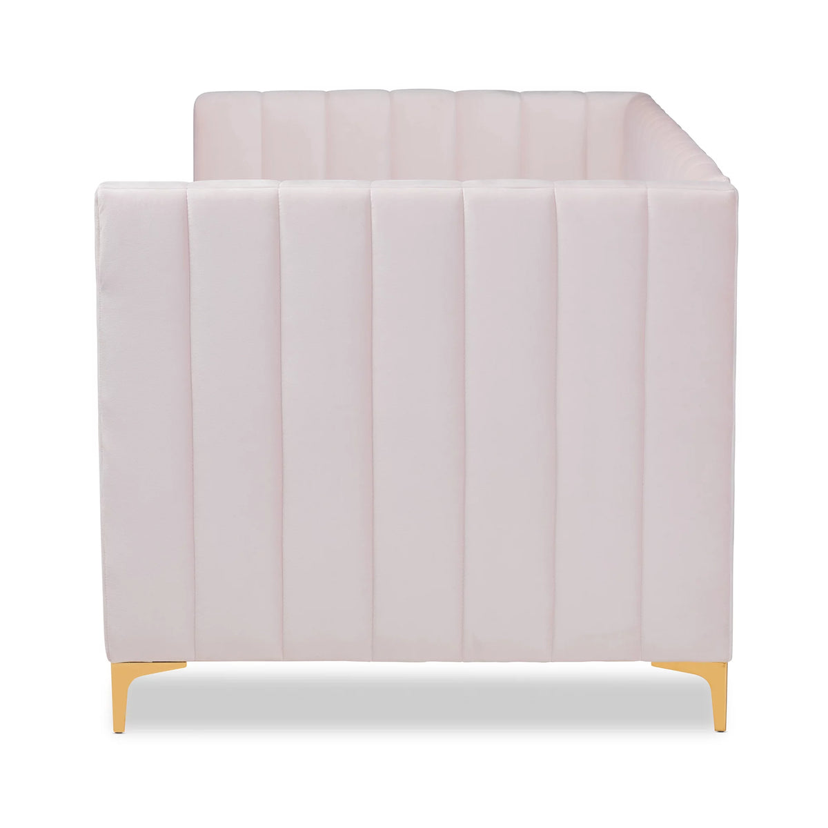 Light Pink Velvet Upholstered Gold Finished Twin Daybed Z17436