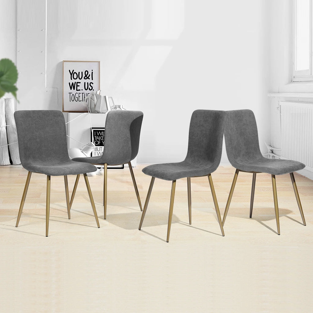 Velvet Dining Chairs Set of 4 Dark Gray Metal Legs Z70049