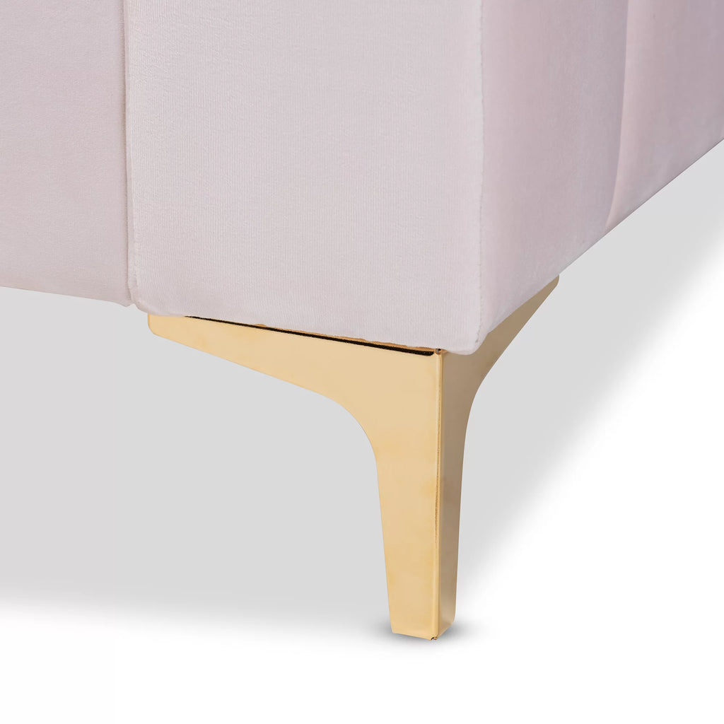 Light Pink Velvet Upholstered Gold Finished Twin Daybed Z17436