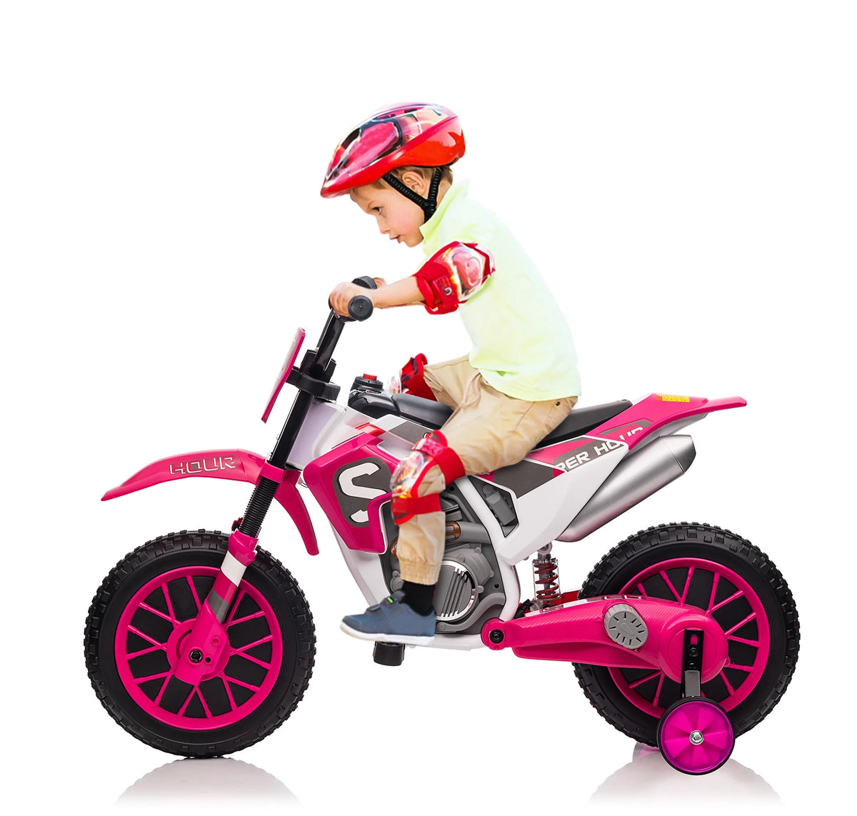 12V Kids Off-Road Ride on Dirt Bike with Training Wheels, Green K640