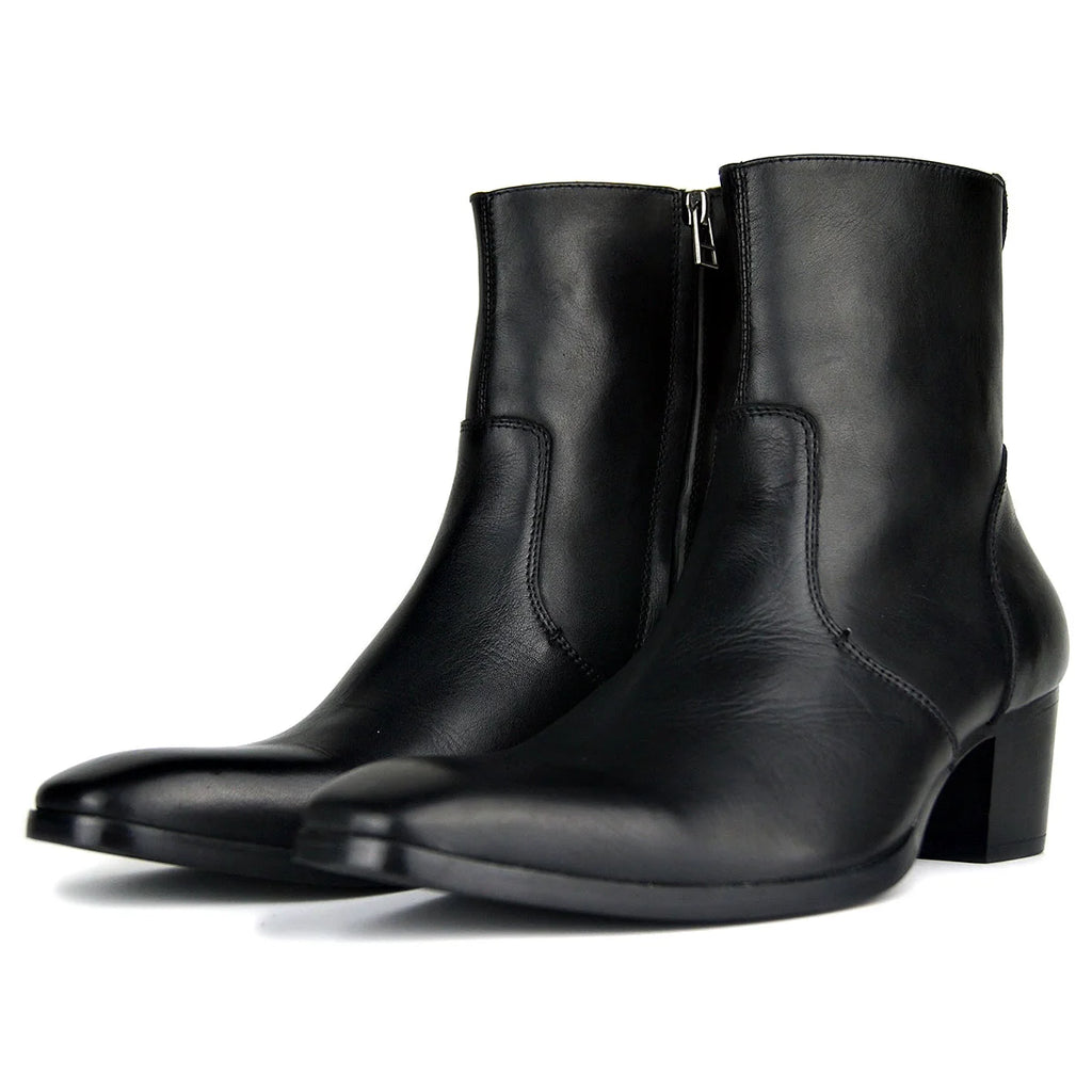 Black Leather Chelsea Boots P579