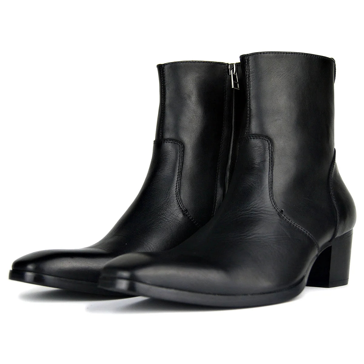 Black Leather Chelsea Boots P579