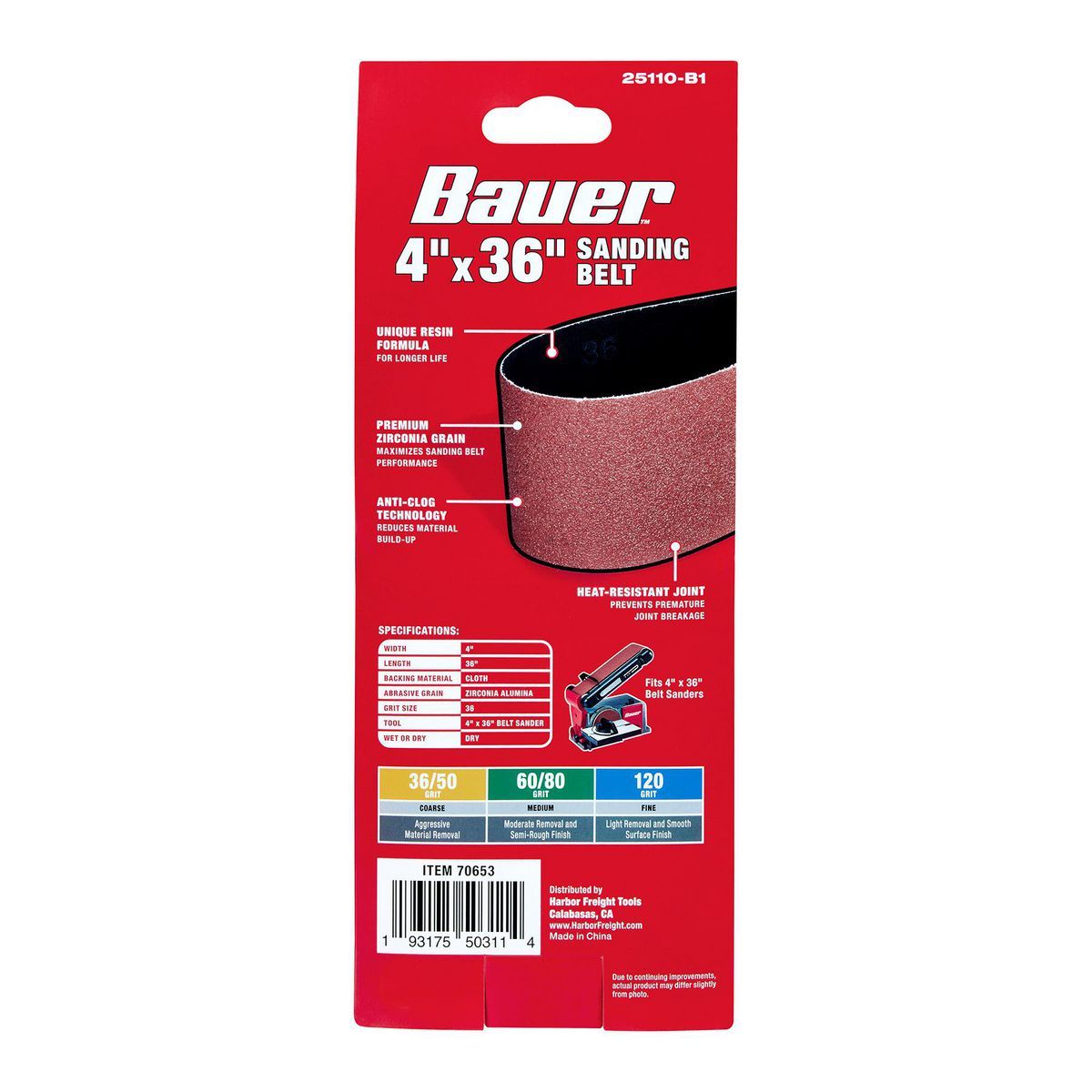 4 in. x 36 in. 36-Grit Zirconia Alumina Sanding Belt Y8184