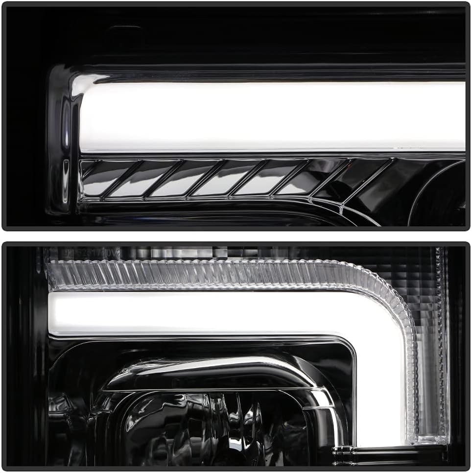 Chrome Dual LED Tube Projector Headlights Set Left+Right F77146
