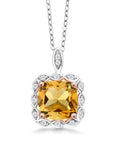 925 Sterling Silver Citrine Pendant Necklace with 18 inch Silver Chain L680649